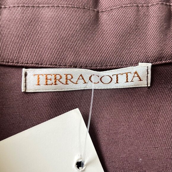 Terracotta Button-Up Brown Jacket Womens 12 Brown New Cropped Short - Picture 5 of 9